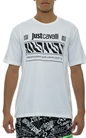 JUST CAVALLI-Tricou cu logo grafic si strasuri aplicate